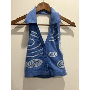 Colorful Natalie Blue Croptop With Collar EUC Women’s Juniors Small